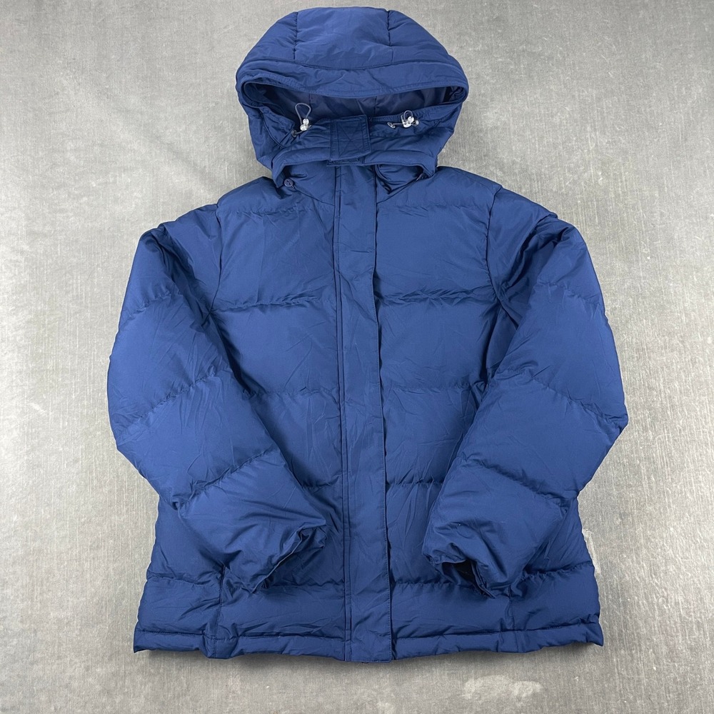 L.L.Bean Women M Petite Blue Downtek Puffer Parka Detachable Hood Jacket 234757